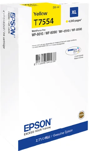 Картридж повышенной емкости с желтыми чернилами Epson T7554 для WF-8090, 8590 (C13T755440) в Москве Картридж повышенной емкости с желтыми чернилами Epson T7554 для WF-8090, 8590 (C13T755440) в Москве
