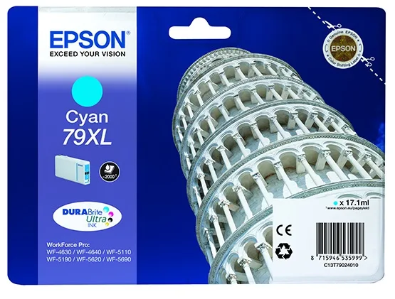 Картридж повышенной емкости с голубыми чернилами Epson T7902 для WF-5110DW, WF-5620DWF (C13T79024010) в Москве Картридж повышенной емкости с голубыми чернилами Epson T7902 для WF-5110DW, WF-5620DWF (C13T79024010) в Москве
