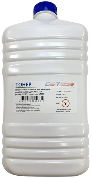 Тонер NF6Y + носитель NF6D TN-321Y для KONICA MINOLTA Bizhub C224/284/364 (CET) Yellow, 527г/бут, CET8521Y-527, TN-321Y в Москве Тонер NF6Y + носитель NF6D TN-321Y для KONICA MINOLTA Bizhub C224/284/364 (CET) Yellow, 527г/бут, CET8521Y-527, TN-321Y в Москве